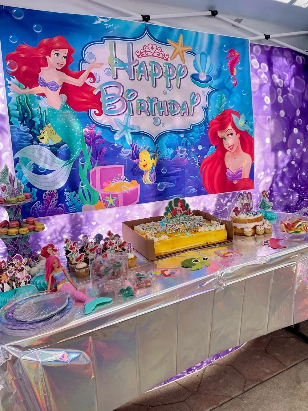 Ariel little mermaid Purple Birthday Party Backdrops